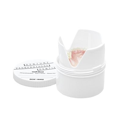 melident Zahnprothesendose, mit Siebeinsatz, Ø 9,5 cm x H 6 cm