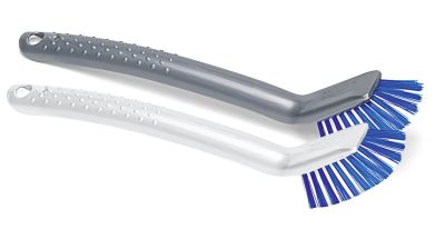 Spülbürste, Kunststoff, rechteckig, einfach, farbig sortiert, mit Schaber, Besteckung: PP, 28 cm