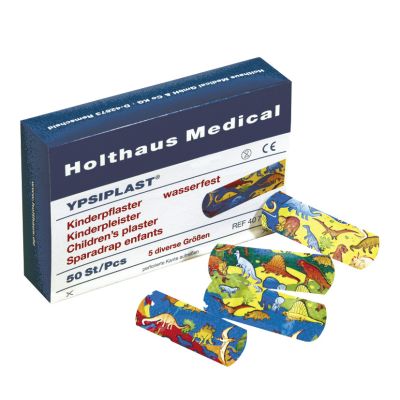 YPSIPLAST Kinderpflaster Pflasterstrip-Sortiment, Dino Motiv, 50 Stück / div. Sorten, diverse Größen