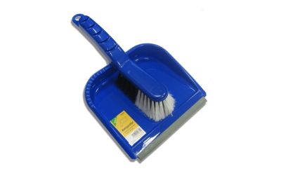 Kehrgarnitur, Kunststoff, mit Lippe, Syntetikborste, heller Bart, einfache Ausführung, 21 cm