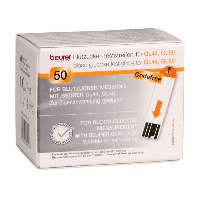 Beurer Blutzuckerteststreifen für Modell GL44, Codefree, mmol/l und mg/dL 2 x 50 Stück