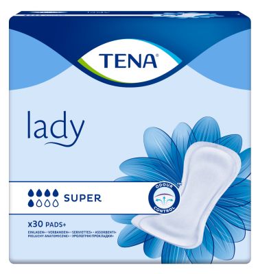 TENA lady super, 6 x 30 Stück / 14mm dick, 43 x 20,1 cm