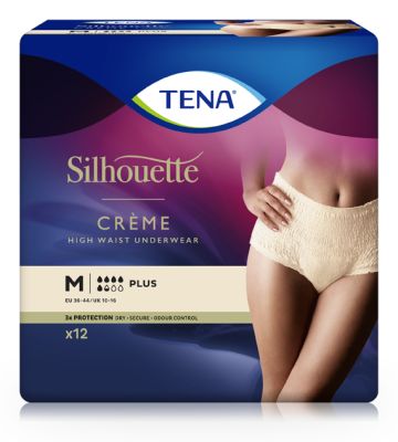TENA Silhouette Lady Pants Plus Crème M, 4 x 12 Stück, 75-105 cm /  Gr. 36-44, medium