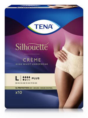 TENA Silhouette Lady Pants Plus Crème L, 4 x 10 Stück, 95-130 cm / Gr. 44-54, large