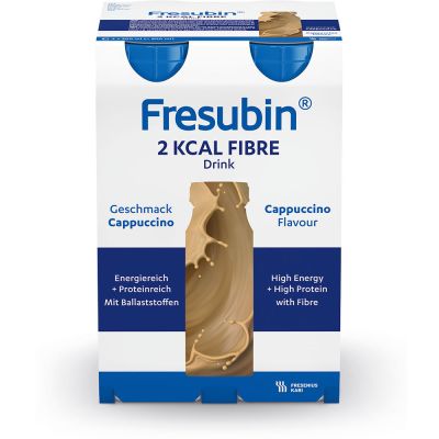 Fresubin 2 kcal fibre DRINK, mit Ballaststoffen, Hochkalorisch, Cappuccino, EasyBottle, 4 x 200 ml