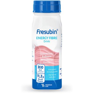 Fresubin energy fibre DRINK, mit Ballaststoffen, Hochkalorisch, Erdbeere, EasyBottle, 24 x 200 ml