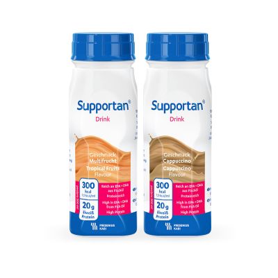 Supportan DRINK, mit Ballaststoffe und Omega-3, Hochkalorisch, Mischkarton, EasyBottle, 24 x 200 ml