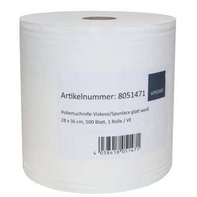 Putztuchrolle Vlies/Spunlace glatt, 1 Rolle, 500 Abrisse, 65 g/m², 28 x 36 cm