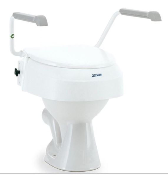 Aquatec 900 Toilettensitzerhöhung mit Armlehnen, Mit Deckel, seitliche Schraubbefestigung, 120 kg, 6 / 10 / 15 cm