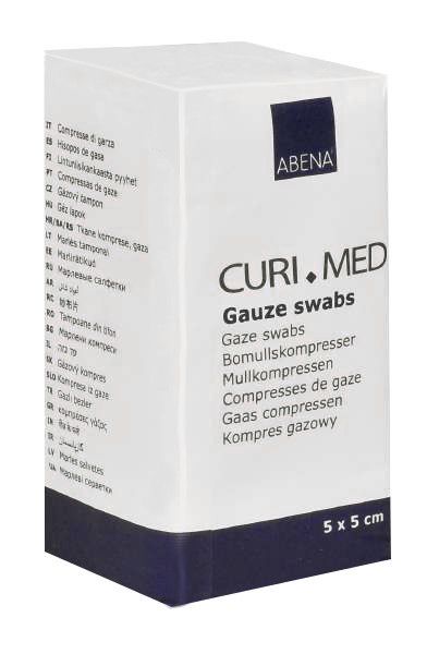 CURI-MED Mullkompresse, 8-fach, unsteril, 100 Stück, 5 x 5 cm