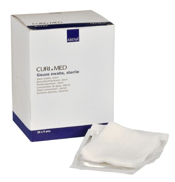 CURI-MED Mullkompresse, 8-fach, steril, 25 x 5 Stück, 7,5 x 7,5 cm