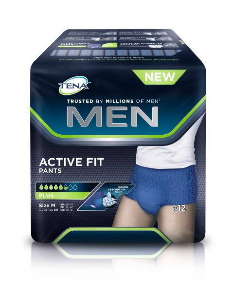 TENA MEN Active Fit Pants Plus Blau S/M, 4 x 12 Stück, Umfang: 75 - 105 cm, small/medium