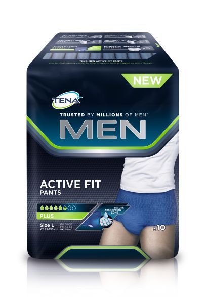 TENA MEN Active Fit Pants Plus Blau L/XL, 4 x 10 Stück, Umfang: 95 - 130 cm, large/x-large